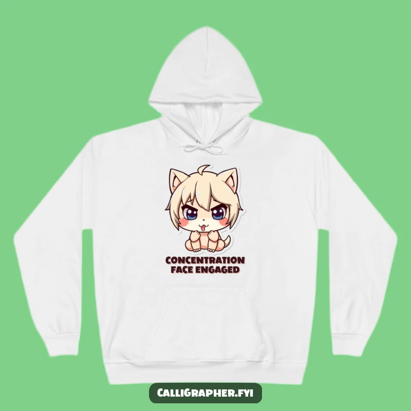 Funny Concentration Hoodie: Cute Character Tongue Out, Cozy Focused Warmth Gift