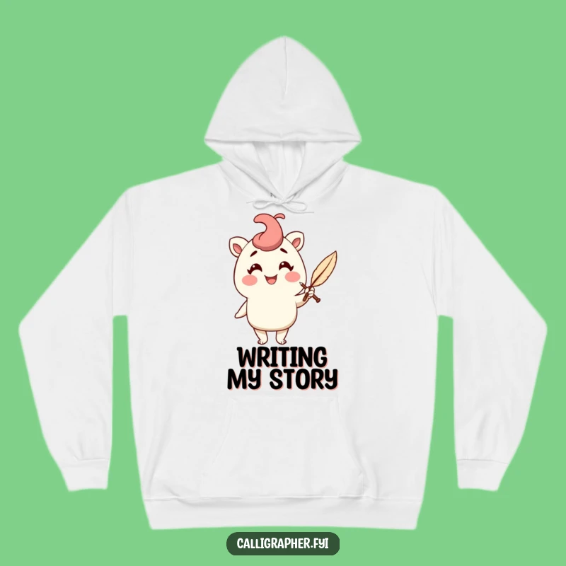 Funny Hoodie: Cheerful Quill Pen Character, Cozy Writer's Gift