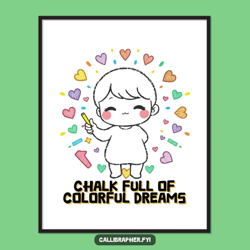 Free Printable Wall Art: Colorful Chalk Pattern by Cute Character!