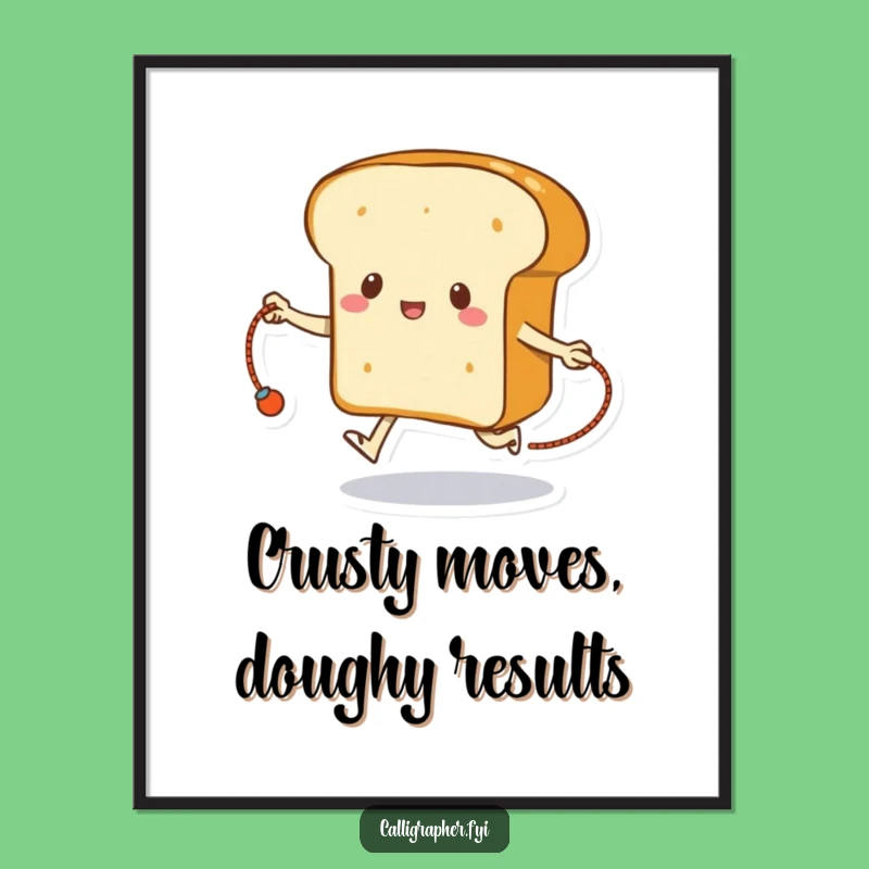 Funny Free Printable Wall Art: Skipping Bread - Quirky Downloadable Art Decor!