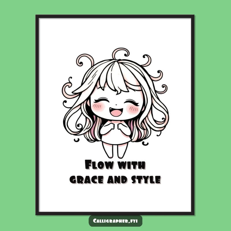 Free Printable Wall Art: Swirling Ink Character, Elegant Funny DIY Decor