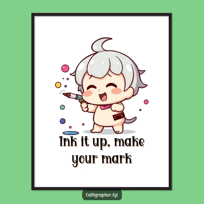Free Printable Funny Wall Art: Kawaii Ink Spray Creative Downloadable Decor
