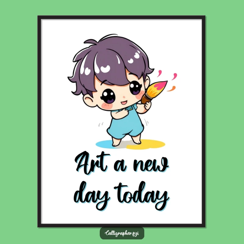 Free Printable Wall Art - Artistic Character With Paintbrush Humorous Downloadable Decor