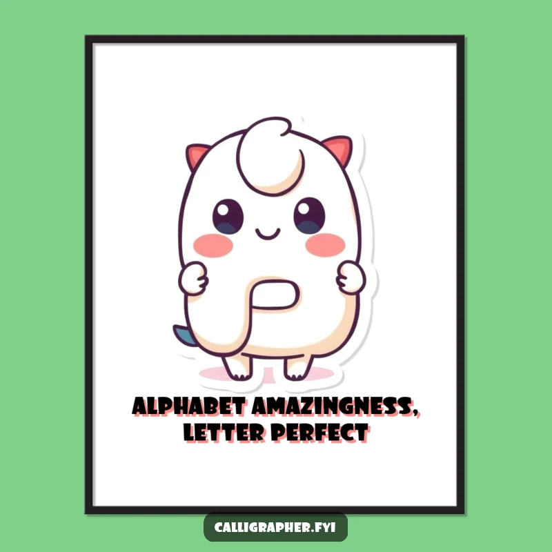 Funny Free Printable Wall Art: Cute Character's Letter Smile, Downloadable Art Gift