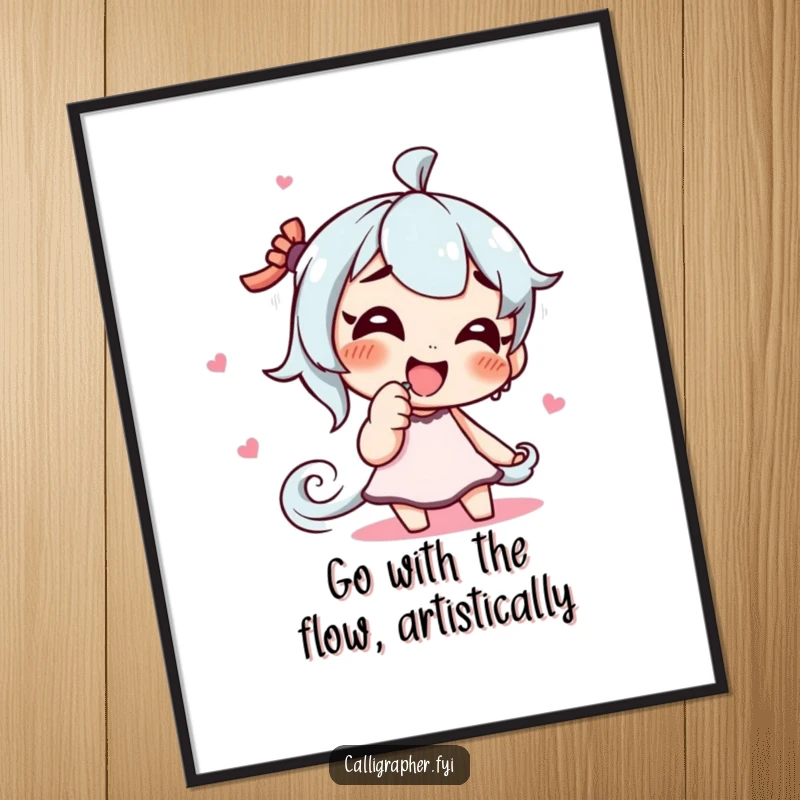 Funny Free Printable Wall Art: An artist giggling while drawing a swirling pattern with their finger.