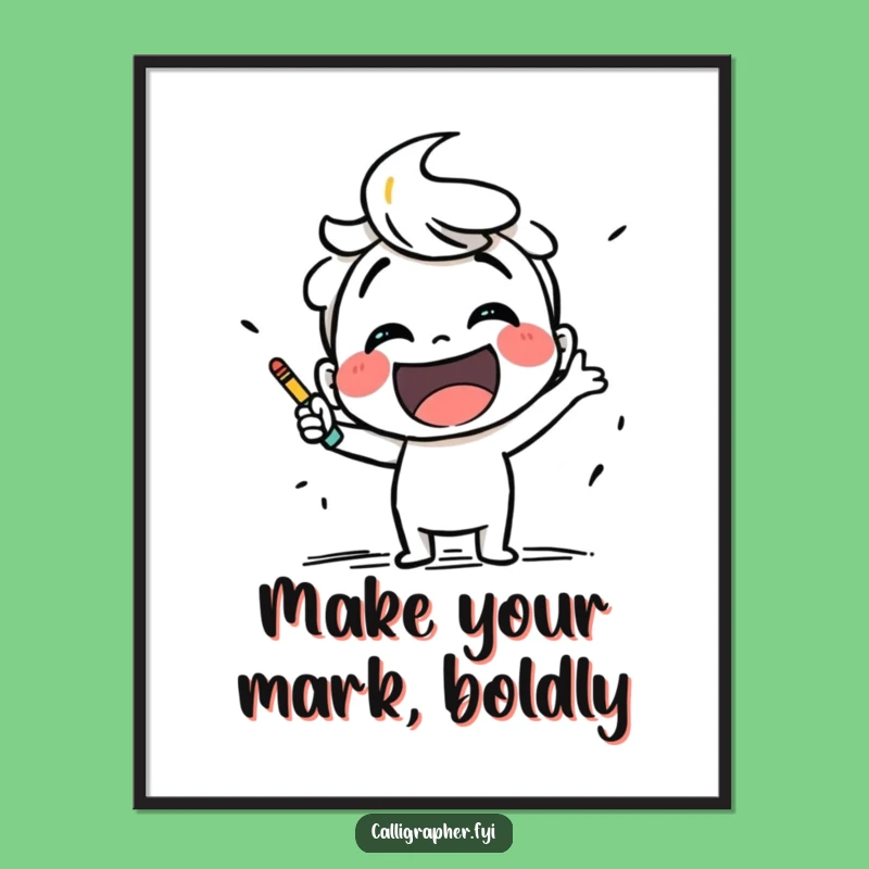 Free Printable Wall Art: Excited Sketcher Character, Funny DIY Artistic Decor