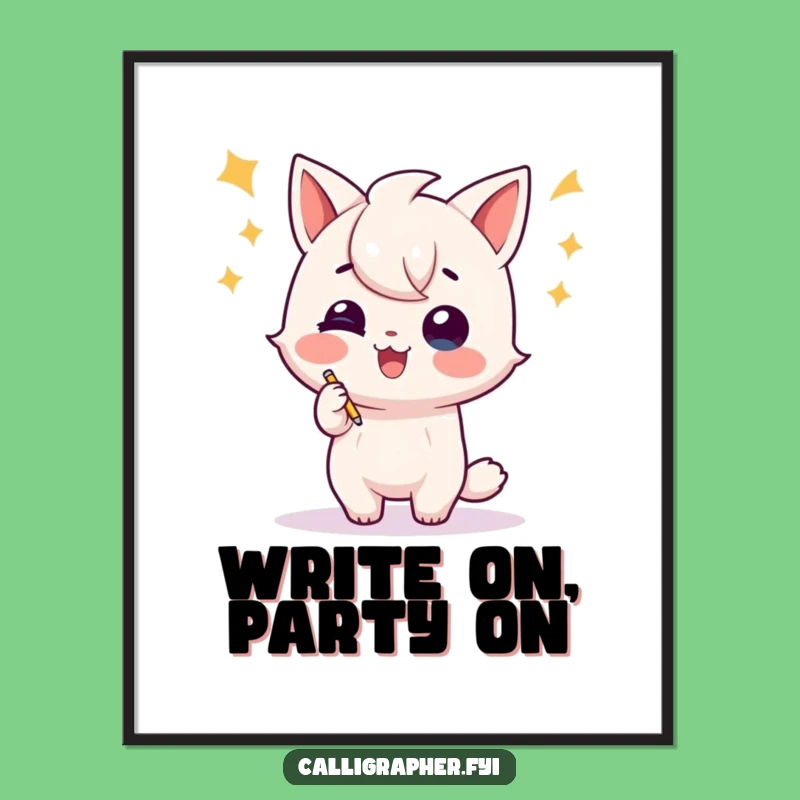 Free Printable Wall Art: Playful Writer Character for Dynamic, Humorous Decor