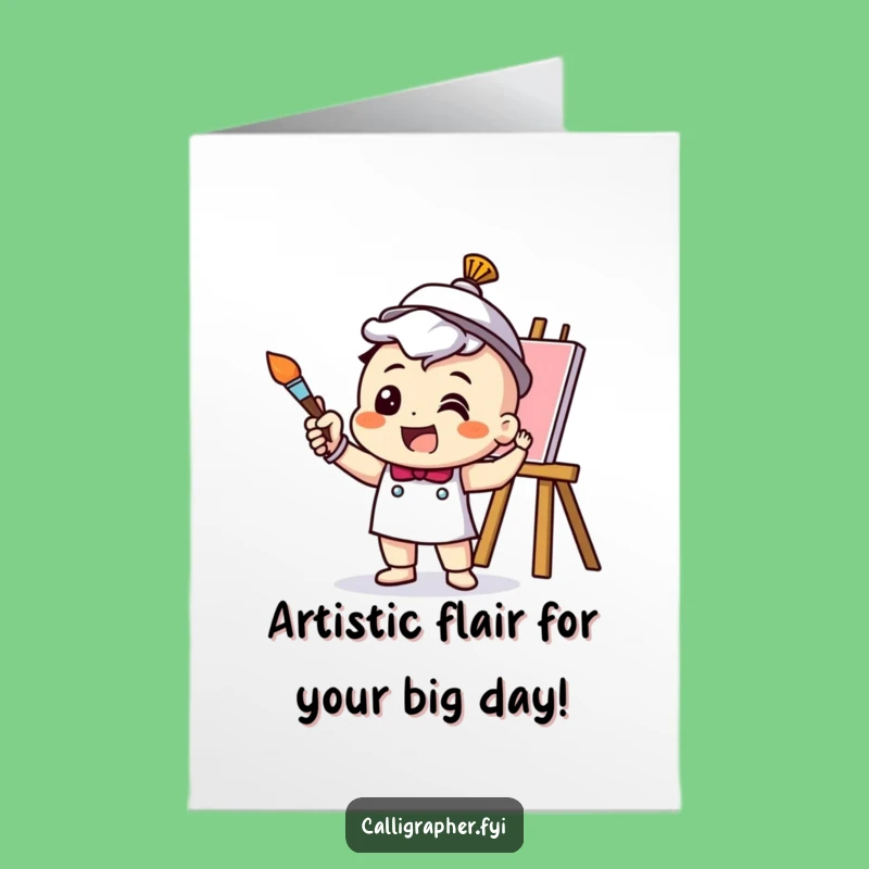 Free Printable Birthday Card: Cheerful Artist Painting Fun Downloadable Gift