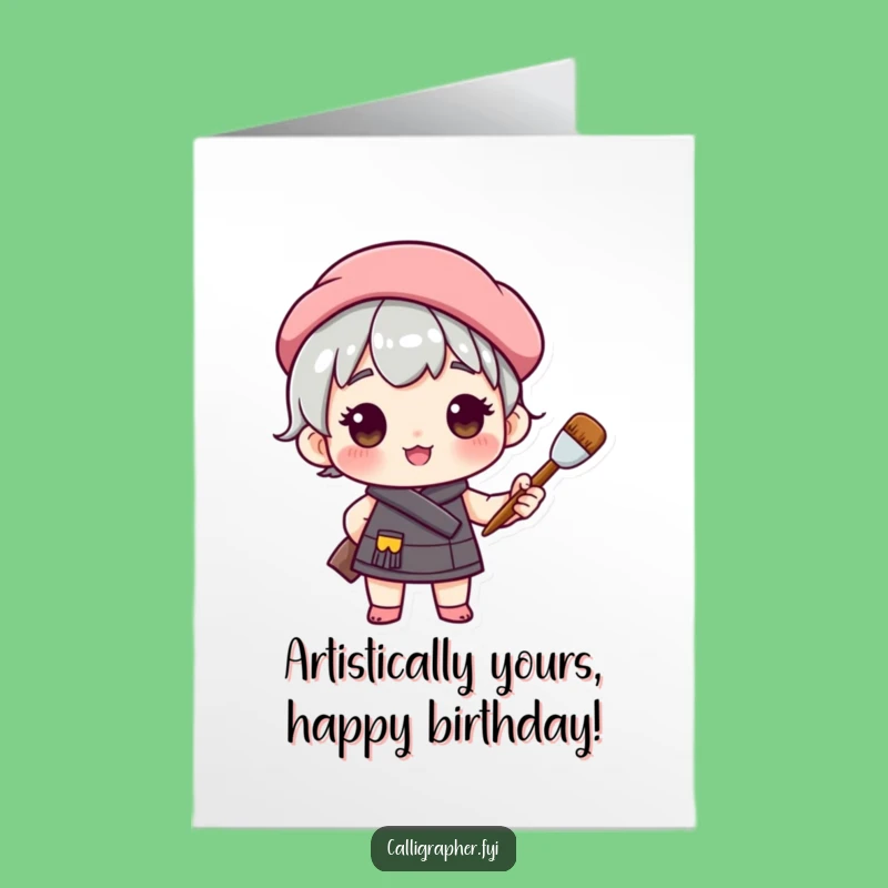 Free Printable Birthday Card: Artistic Character Painting Birthday Cheer!
