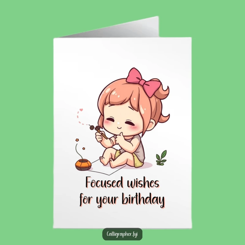 Free Printable Birthday Card: Focused Artist Character Funny Downloadable Gift