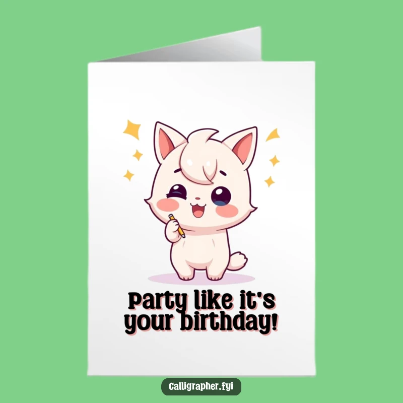 Free Printable Birthday Card: Playful Writer Character for a Fun, DIY Gift