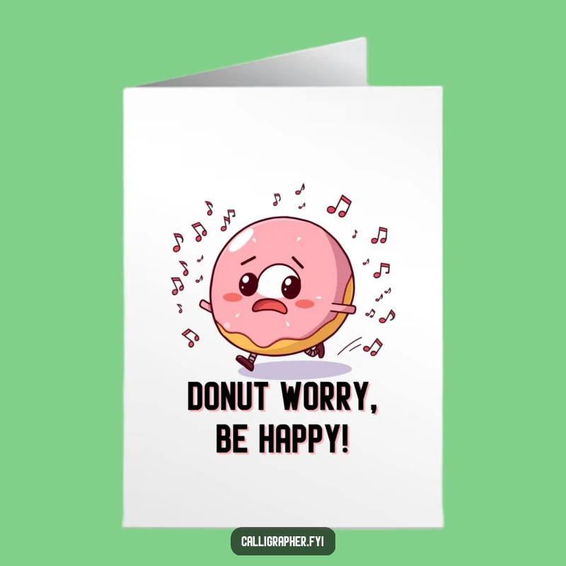 Free Printable Funny Birthday Card: Bewildered Donut & Music Notes Downloadable