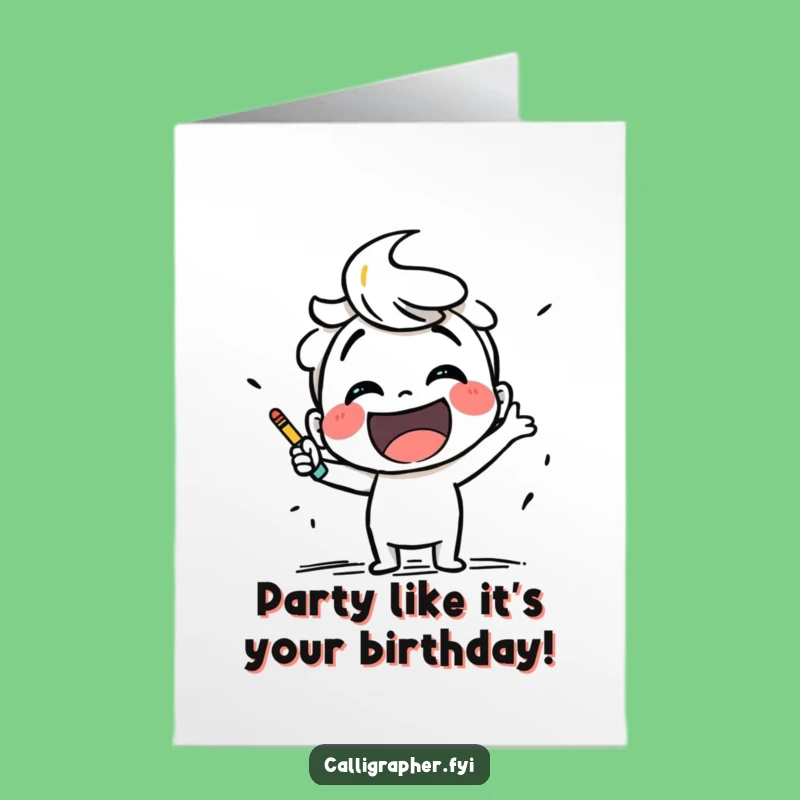 Free Printable Funny Birthday Card: Excited Sketcher Character, DIY Downloadable Humor