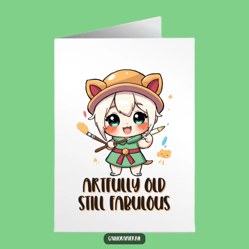 Funny Free Printable Birthday Card: Exuberant Painter Character, DIY Downloadable Gift