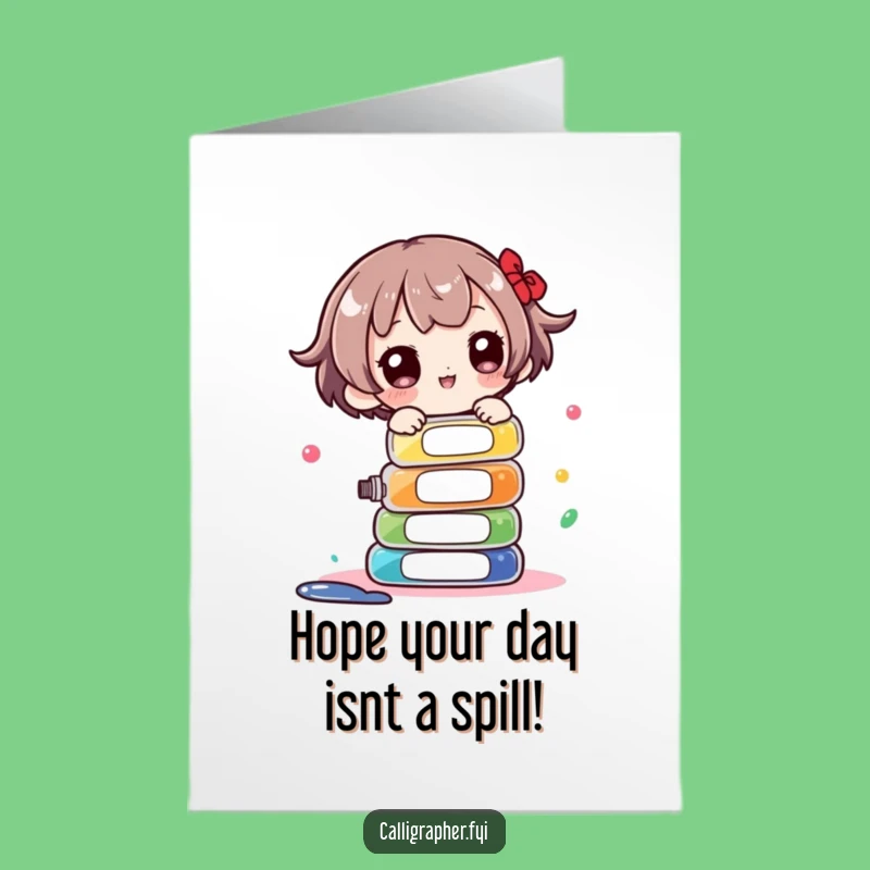 Free Printable Birthday Card: Ink Bottle Balancing Act Funny Character Digital Download Gift