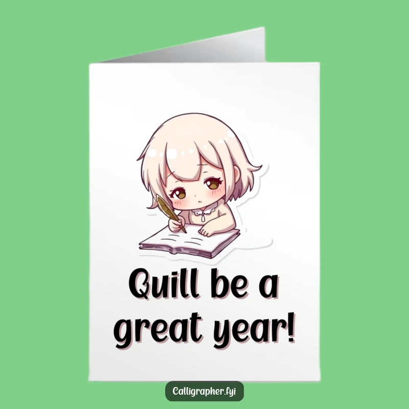Free Printable Funny Birthday Card: Cute Quill Writer Character DIY Downloadable Gift