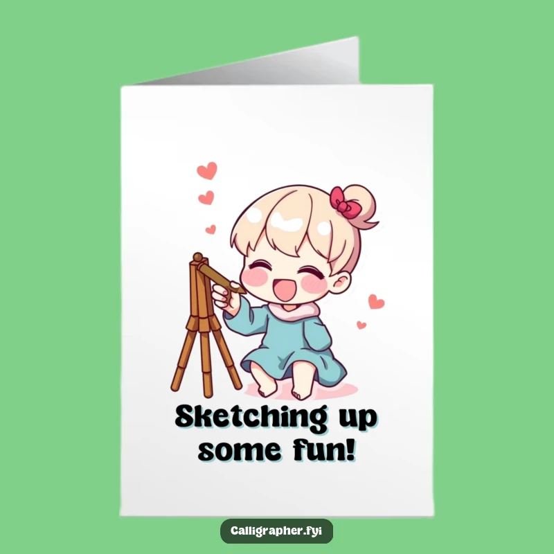 Free Printable Birthday Card: Whimsical Sketcher Character, Fun Downloadable Gift