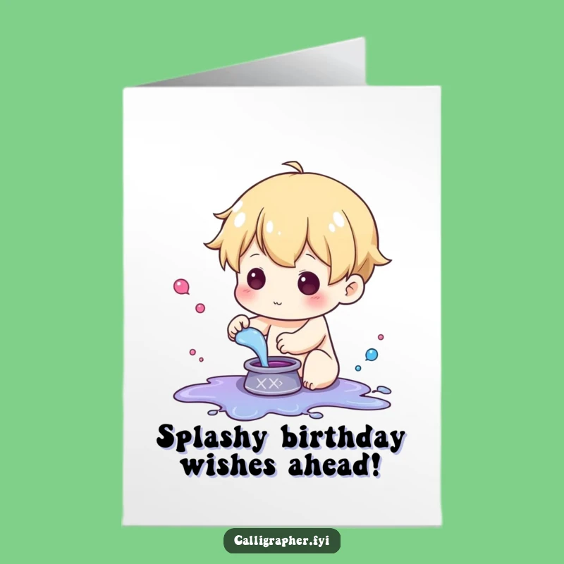 Free Printable Birthday Card: Ink Splash Character Funny Downloadable Gift