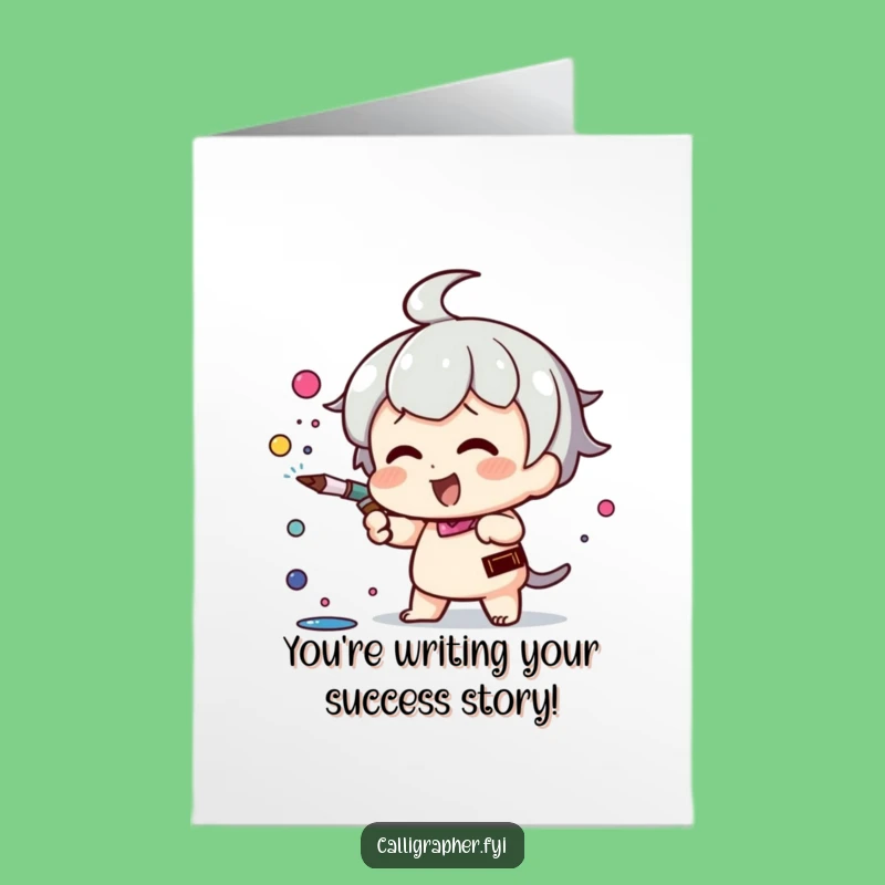 Free Printable Congrats Card: Kawaii Ink Spray Creative Downloadable Gift