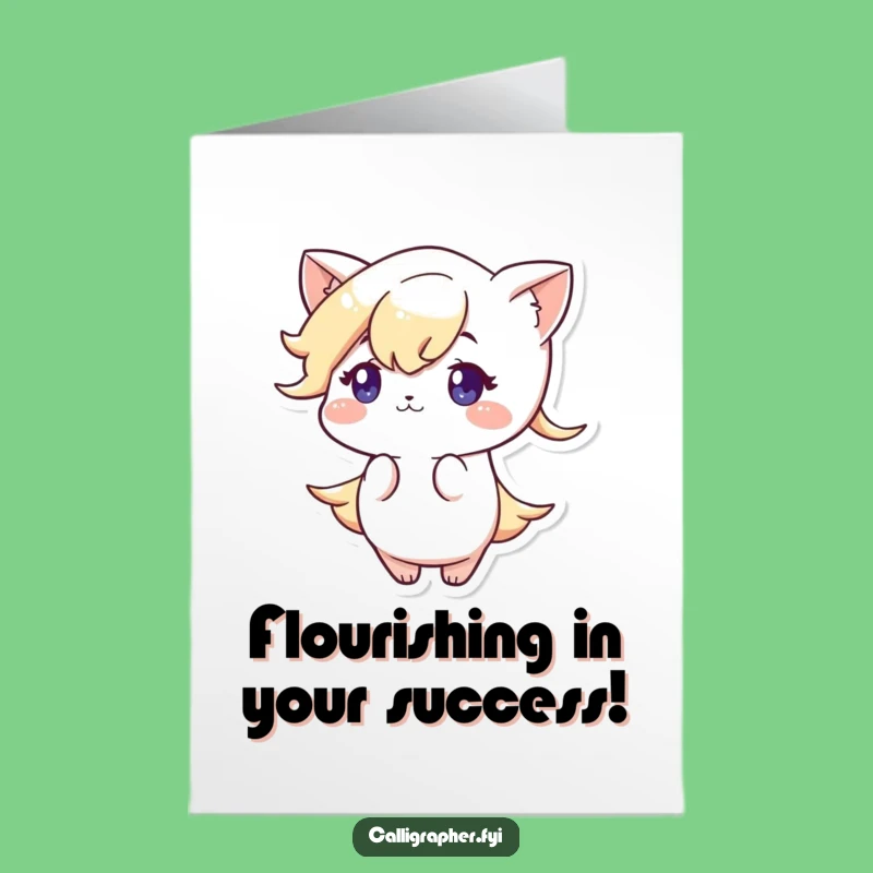Funny Free Printable Congrats Card: Focused Character's Elegant Flourish - Downloadable Gift