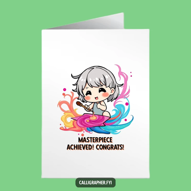Free Printable Congrats Card: Art Character Funny Downloadable Gift for Success