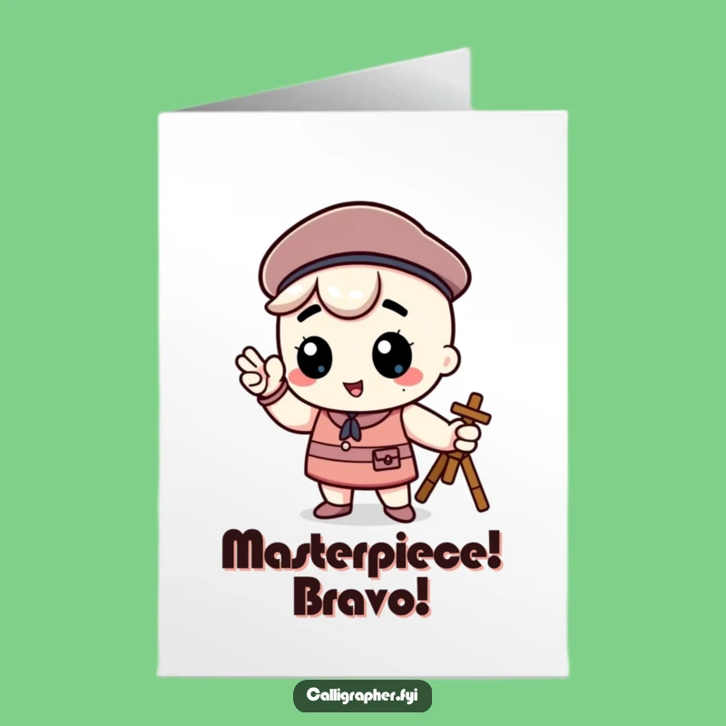 Free Printable Kawaii Artist Card: Funny Congrats Downloadable Gift for Your Picasso!