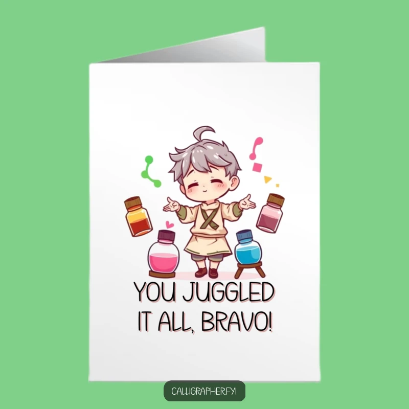 Juggling Artist Congratulations Card: Free Printable Downloadable Greeting Card for Success