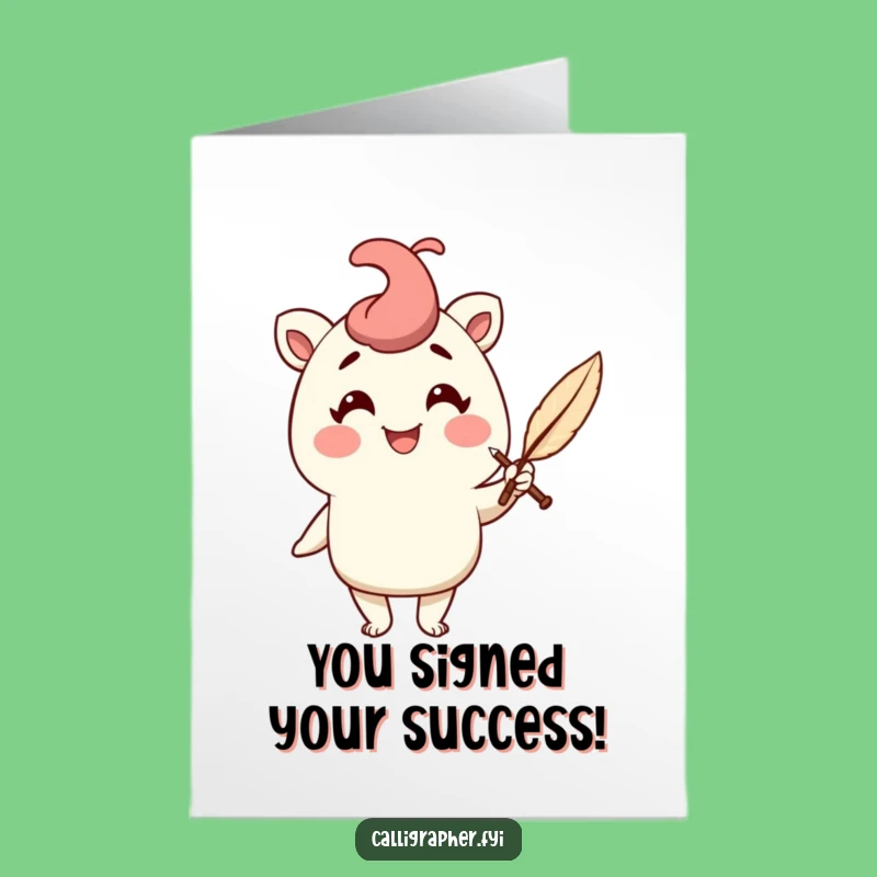 Free Printable Congratulations Card: Quill Pen Character, Elegant Downloadable Art