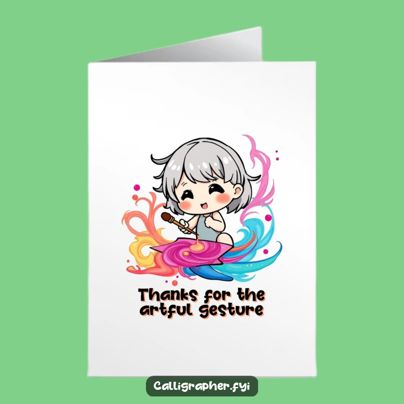 Free Printable Thank You Card: Art Character Funny Downloadable Gift of Gratitude