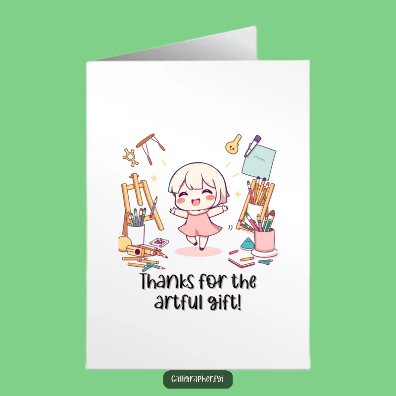 Free Printable Thank You Card: Art Character's Dance, Funny Downloadable DIY Gift
