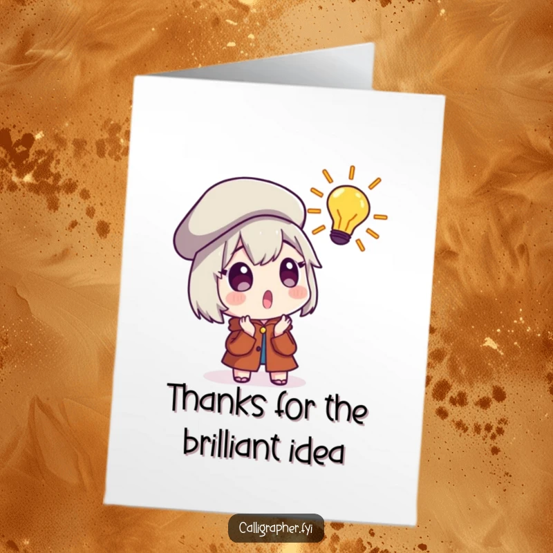 Funny Free Printable Thank You Card: Surprised character with beret reacting to a brilliant artistic idea, perfect for thanking innovators.