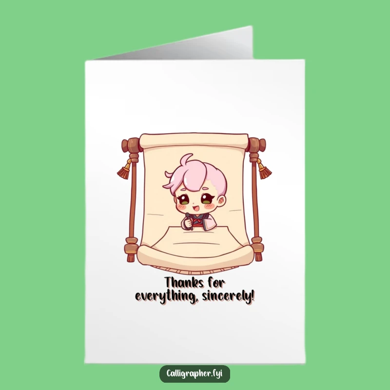 Free Printable Thank You Card: Dramatic Signing Character Downloadable Gift