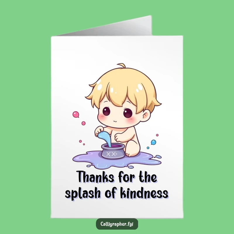 Free Printable Thank You Card: Ink Splash Character Funny Downloadable Gift