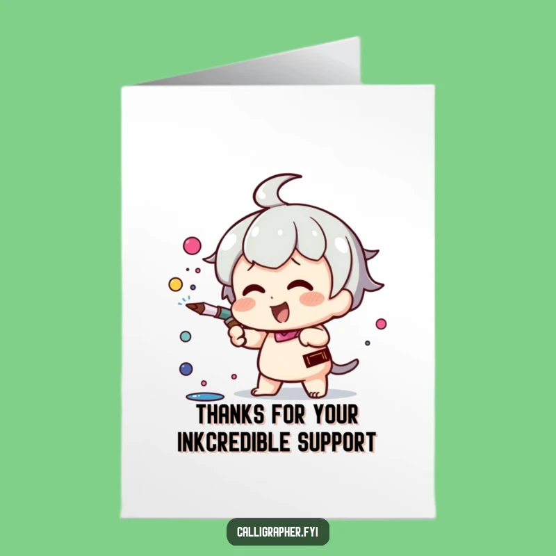 Free Printable Thank You Card: Kawaii Ink Spray Creative Gift