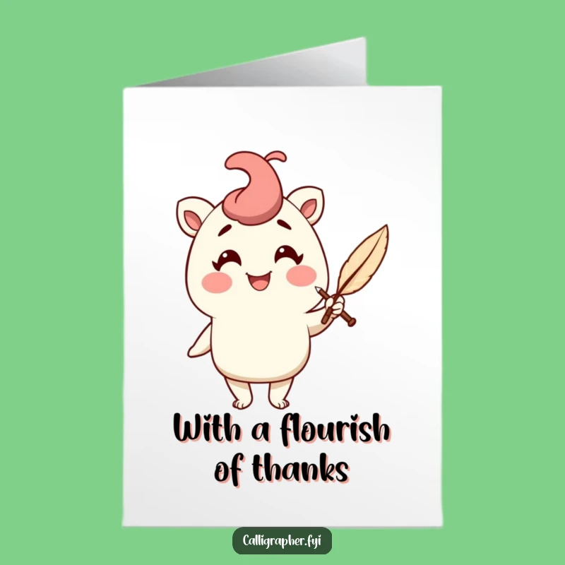 Free Printable Thank You Card: Quill Pen Character, Sophisticated Downloadable Art