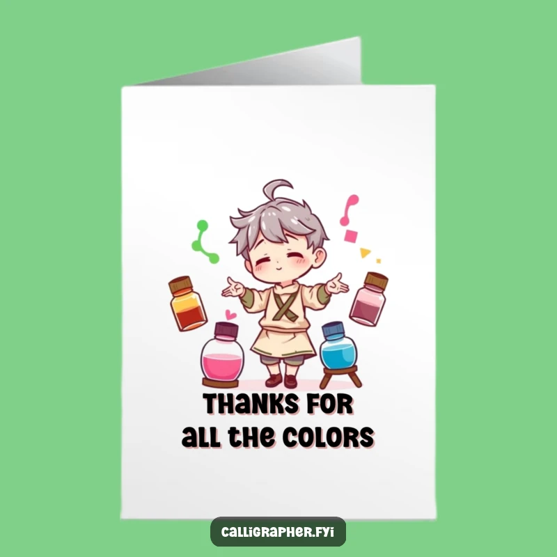 Playful Artist Thank You Card: Free Printable Downloadable Greeting Card for Creative Thanks
