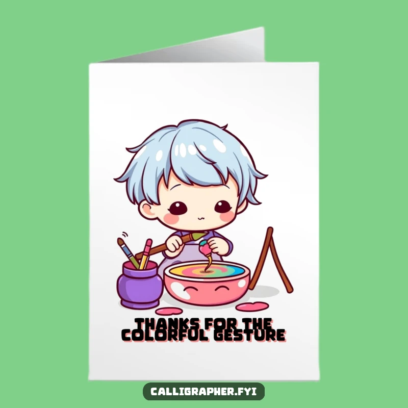 Free Printable Thank You Card: Kawaii Artist's Colorful Thanks Downloadable Gift