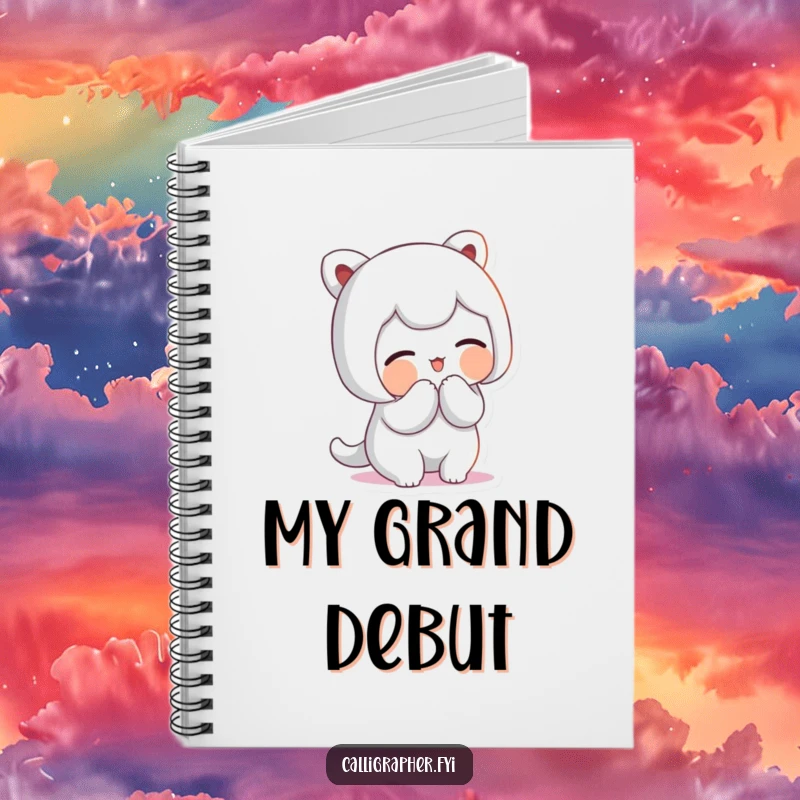 Funny Notebook: Cute character bowing with artistic flourish and a proud smile, ideal for journaling artistic ideas and thoughts.