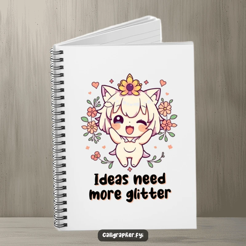 Funny Notebook with a cute character happily decorating, ideal for jotting down notes with a touch of artistic inspiration.