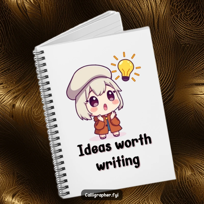 Funny Notebook with a surprised character in a beret reacting to a brilliant artistic idea, perfect for capturing thoughts.