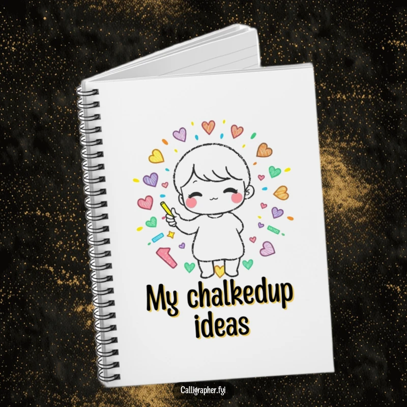 Funny notebook featuring a cute character creating a beautiful pattern with colorful chalk, perfect for sketching and jotting down art ideas.