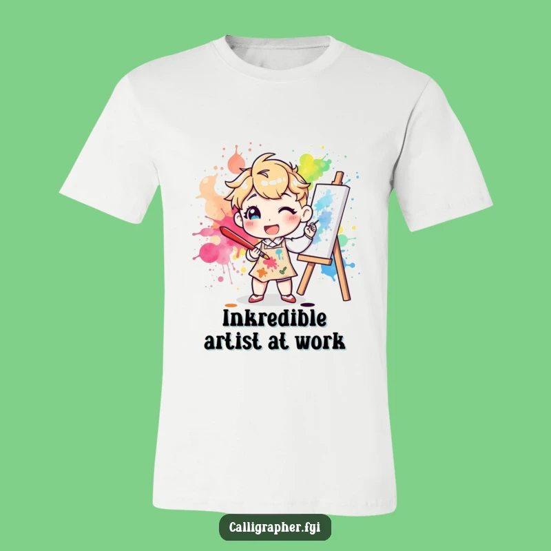 Funny Artist Splatter T-Shirt: Cheerful Character Artist Making Colorful Art, Ideal Funny Gift