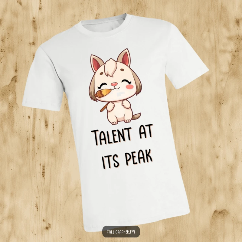 Funny T-Shirt featuring a charming character perfectly balancing a paintbrush on its nose, symbolizing artistic skill and focus.