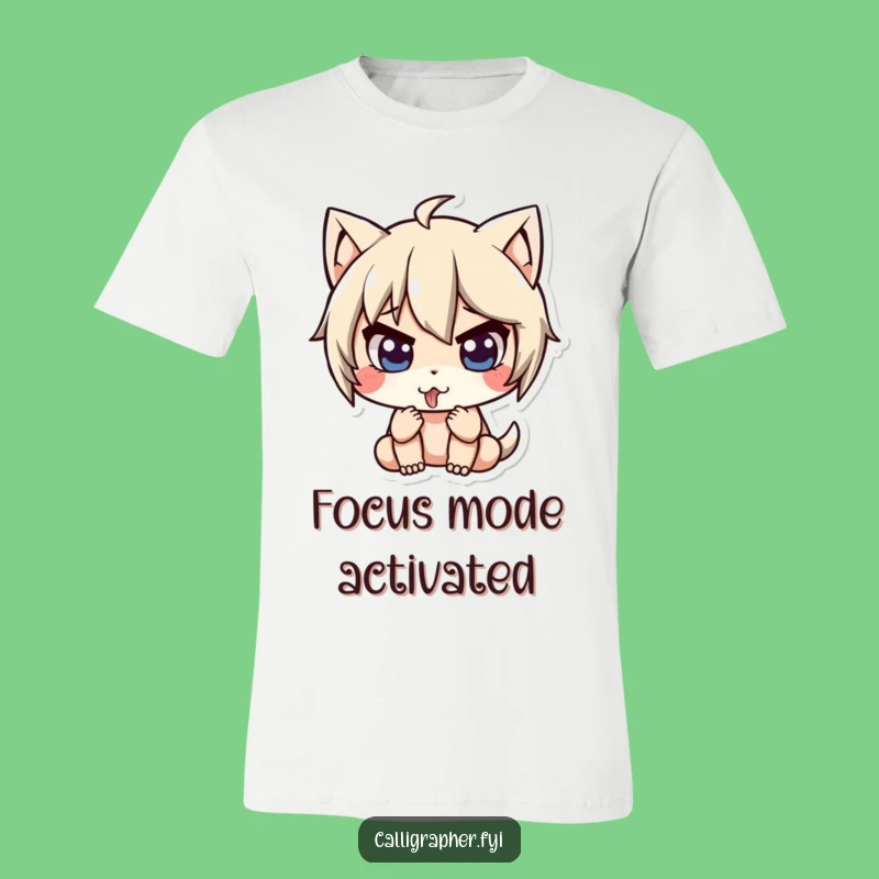 Funny Focus T-Shirt: Cute Character's Intense Concentration Tongue Out Tee