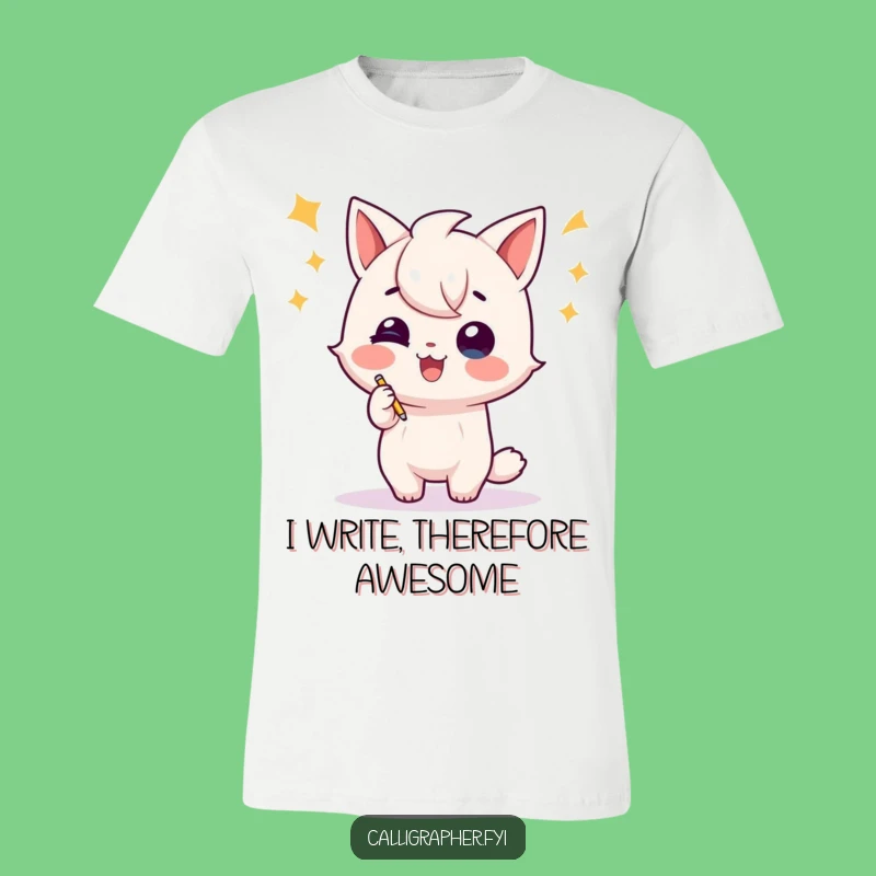 Funny Writer T-Shirt - Celebration Flourish Character, Unique Author Gift