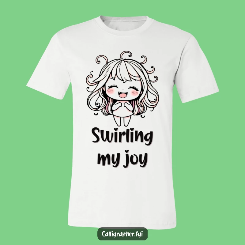 Funny Ink Calligraphy T-Shirt: Happy Character Swirls Funny Gift