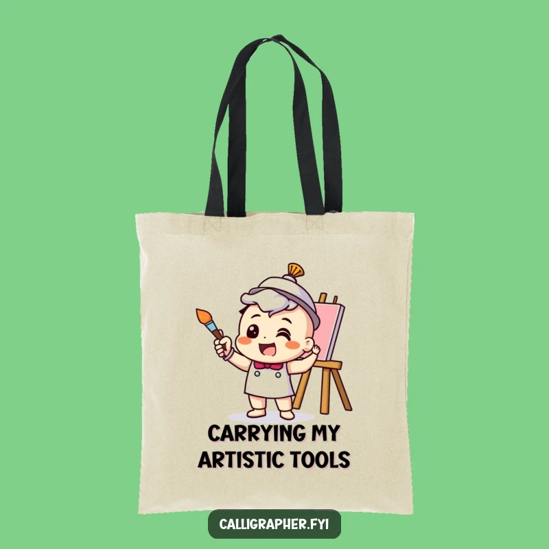 Funny Artist Tote Bag - Cheerful Character's Masterpiece, Carry Your Art Supplies with Humor