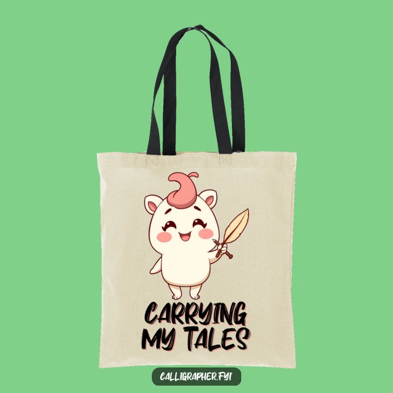 Funny Tote Bag: Quill Pen Scribe Character, Stylish Writer's Accessory