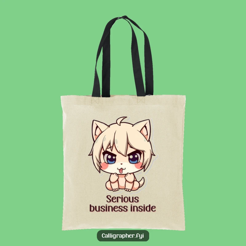 Funny Focus Tote Bag: Cute Character's Intense Concentration Tongue Out Carryall