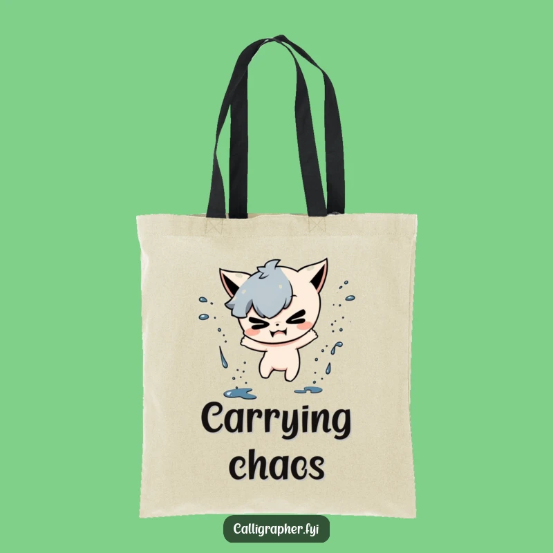 Funny Ink Splatter Tote Bag: Mischievous Character Playful Design Funny Gift